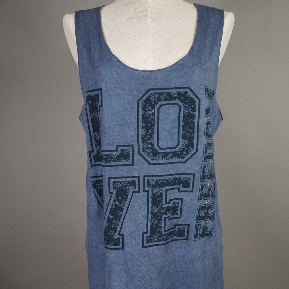 OVS ITALY Tank Top Love Freedom Blue XL